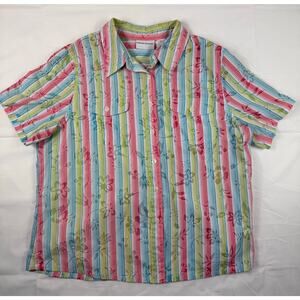 Alfred Dunner Women’s Multi-Color Floral Button-down Shirt - 14